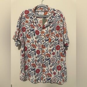 Goodfellow & Co Men's Floral Button Down Shirt - Red and Blue
